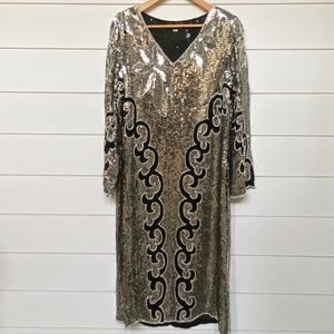 Starlight Vintage Silver Sequin Evening Gown